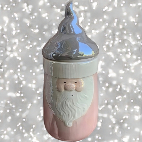 NEW Arlington Designs Iridescent Pastel Pink Santa Canister/Cookie Jar - Picture 1 of 5